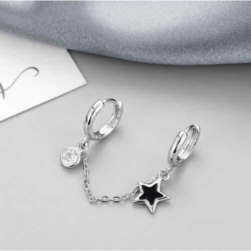 1 Pcs 925 Sterling Silver Piercing Tassel Star Stud Earrings For Women Wedding Jewelry Pendientes eh116