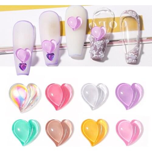 2021 Aurora Nail Art Accessories Love Peach Heart Symphony Flat Resin Drill DIY Nail Art 3D Decoration Press on Nails for Salon