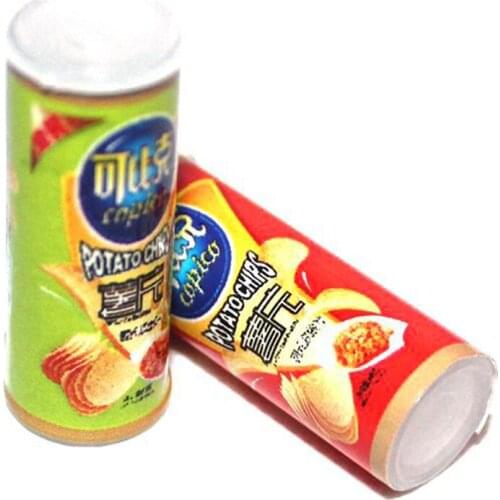 4Pcs/Lot Mini Simulation Potato Chips Bottle Dollhouse Miniature Play Kitchen Food For Dolls 1/12 Doll Toy