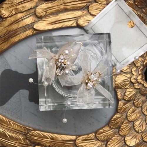 5pcs Luxury Hand-woven Zircon Pearl lace butterfly nail art jewelry crystals rhinestones nails accessories decorations charms