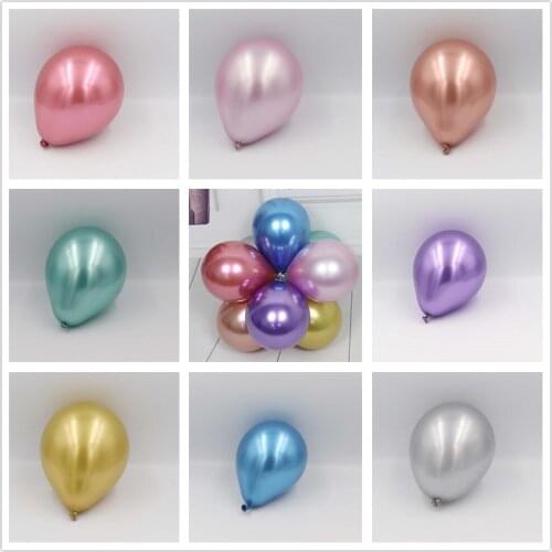 50pcs 5inch Rose Red Gold Blue Green Silver Purple Round Metal Chrome Latex Balloons Birthday Party Wedding Decor Supplies