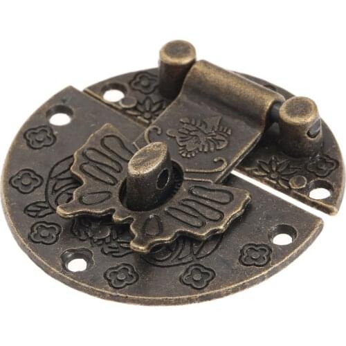 6Pcs 38mm Butterfly Clasp Chinese Old Lock Latch Vintage Cabinet Wooden Jewelry Box Buckles Box Lock Buckle Decorative