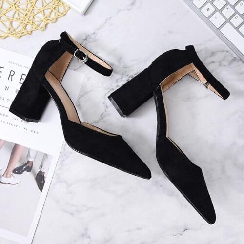 BaoYaFang 2020 Summer Sandals Women 8cm Thick Heel Fashion shoes woman Ladies sandals Buckle Strap Shoe For Girls Buckle