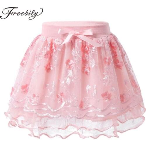Kids Girls Ballet Tutu Skirt Dance Costume Flowers Tulle Princess Skirts Dancewear Stage Performance Ball Gown Party Clothes