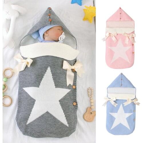 Baby Sleeping Bag Swaddle Blanket Wrap Envelope Warm Knitted Fleece Stroller Wrap Infant Swaddle Sleepsack For Newborn