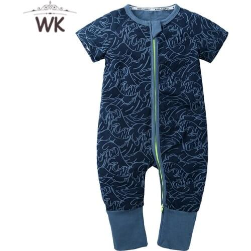 Baby Bodysuit O-neck Short Sleeve Cotton Baby Clothing double zippers Baby Jumpsuit Infant Newborn Boy Girl Clothes JP440