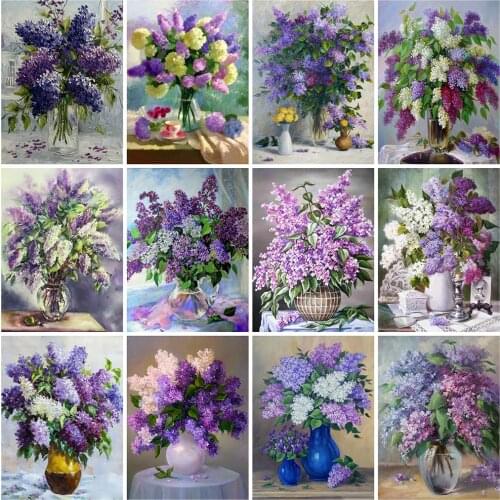 Evershine Diamond Painting Lilac Full Square Round Vase Cross Stitch Diamond Embroidery Flower Needlework Sale Handmade Gift