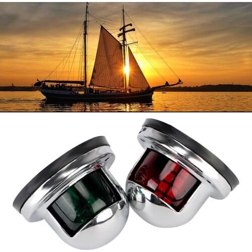 For Marine Yacht LED Navigation Lights Red Green 12V Sailing Lamp 2pcs Warning Signal Light Stainless Steel