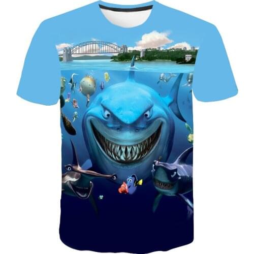 Funny Shark 3D Printed Short-sleeved T-shirt, Wicking Cute Cartoon Animal Shark Pattern mens T-shirt, Kids T shirt, Boys Tops