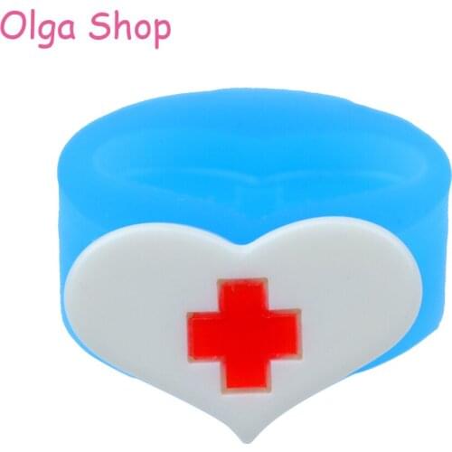 FYL383 26.3mm Heart Red Cross Flexible Silicone Mold - for Cupcake Toppers, Fondant, Chocolate, Gum Paste, Resin Clay Mold