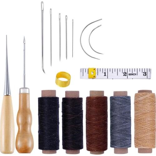 16Pcs Tools for Leather Craft Sewing DIY Hand Stitching with Groover Awl Edge Creaser Mat Tools for Leather Working New