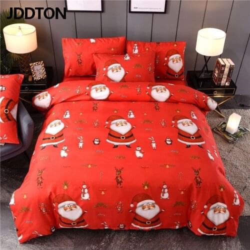 JDDTON 2020 New Arrival Christmas Theme Bedding Set Classic Santa Claus 2/3 pcs Set Colorful Quilt Cover and Pillowcase BE124