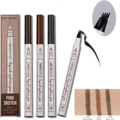 4 Colors Microblading Eyebrow Tattoo Pen 4 Head Fine Sketch Liquid Makeup Pencil Waterproof Tattoo Eye Brow Pen Smudge-proof