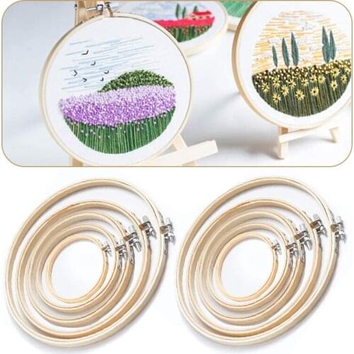 LMDZ 10PCS Wooden Embroidery Hoops Frame Set Bamboo Embroidery Hoop Rings for DIY Cross Stitch Needle Craft Tool