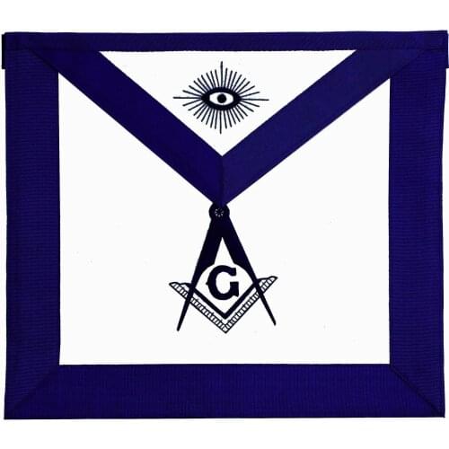 50 pieces Mason Master Masonic Apron Design White Leather Cabin Blue Embroidery Masonic Sign Great Masonic Gift