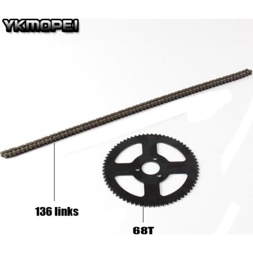 Motorcycle 25H 136 links loops chain and 68T sprocket for 47cc 49cc 2 Stroke Engine ATV Quad Go Kart Dirt Pocket Mini Bike