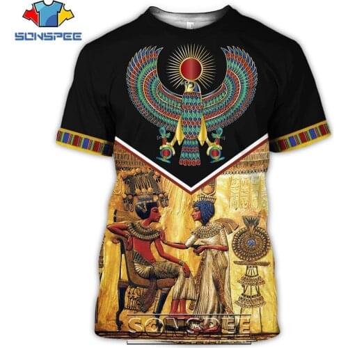 SONSPEE Ancient Egyptian God Pharaoh Mens T Shirts Casual Camouflage Short Sleeve 3D Print Eye of Horus Men Tees Tops Shirt