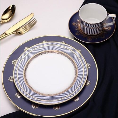 Dishes And Plates Sets Dinnerware Set Bone China Dinnerware 24k Gold Inlay Plates 10.5inch/8inch/6inch Plate