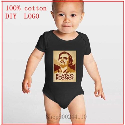 New design Vintage Retro Plata O Plomo Poster printed Baby Bodysuits Boy Girl Clothes Infant Short Sleeve Onepiece Cotton