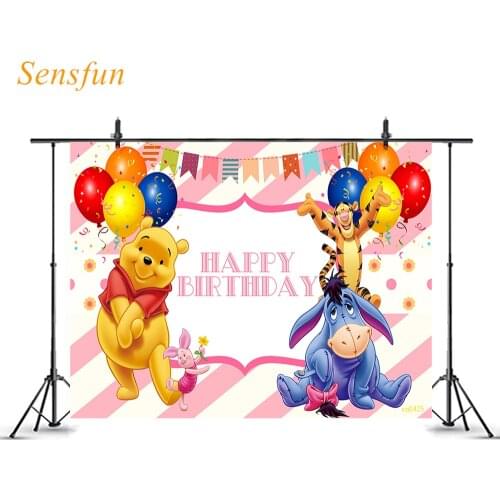 LEVOO New Photo Background Girls Birthday Bear Tiger Cartoon Character Photography Backdrop Photo Studio Props Photocall Vinyl