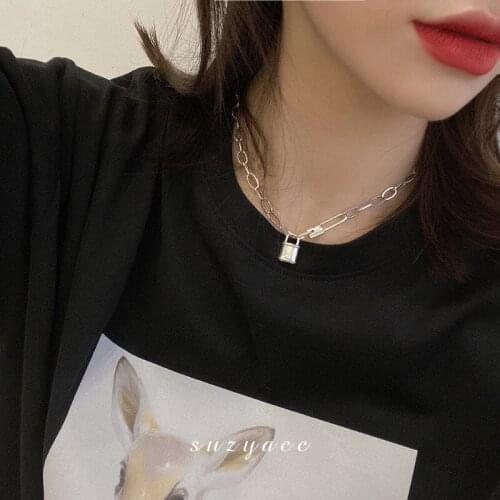 VENTFILLE 925 Sterling Silver Lock Pendant Necklaces for Women Men Thick Chain Party Accessories Wholesale