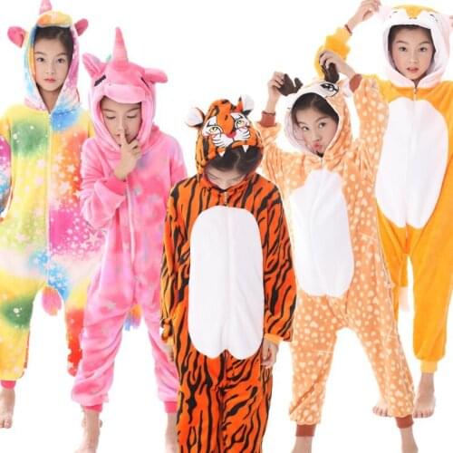 Kigurumi Boys Girls Unicorn Pajamas Animal Panda Pyjamas Onesie Kids Jumpsuit Children Sleepers Blanket Sleepwear Kids Overalls