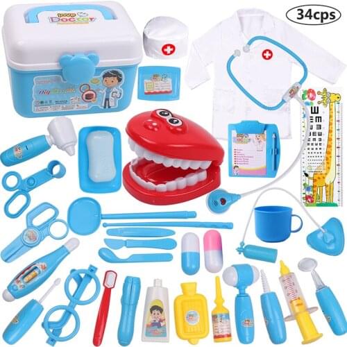 Pretend Doctor Kit Toys Childrens Dentist Medical Kit with Light Sound for Toddlers Portable Suitcase Role Play Game Gift