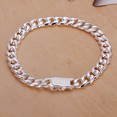 Silver color exquisite circular bracelet fashion charm noble men 10MM chain wedding nice silver jewelry birthday gift H037