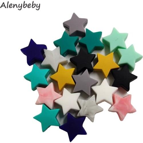 Silicone Stars Teething Beads 14mm Food Grade Silicone Teether Chewing for teething Beads bulk DIY Mom Jewelry Accessories