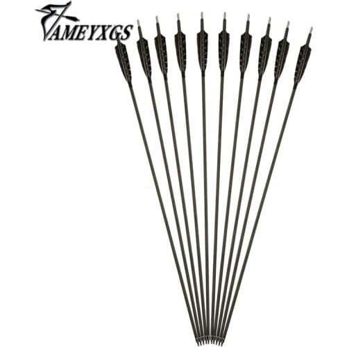3/6/12pcs 30inch Archery Pure Carbon Arrow Bolt OD 7.6 mm Spine 340 Removable Arrowhead for Hunting Shooting Accessories
