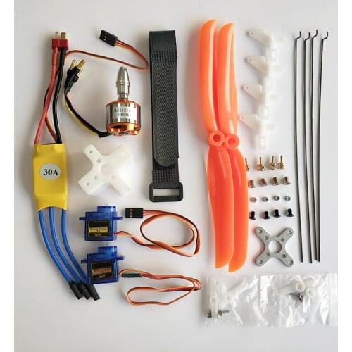 SU-27 2212 1400KV Brushless Motor + 30A ESC + SG90 Servo + 8060 Propeller + Battery Tie + Push Rod + Servo Angle Adjuster For RC
