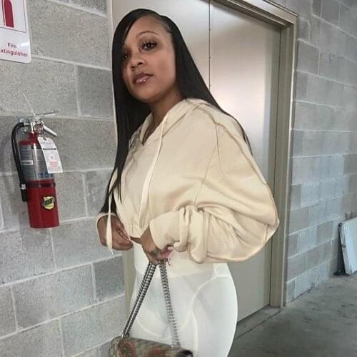 Casual Warm Long Sleeve Crop Hoodies Women Solid Fleece Fall Winter 2020 Sweatshirts Streetwear Sportswear Workout Top