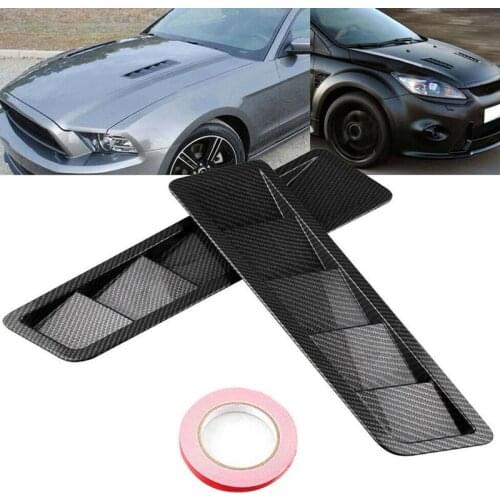 Universal carbon fiber style cover vents for ford for mustang airflow intake cover self-adhesive grille window cooling panel