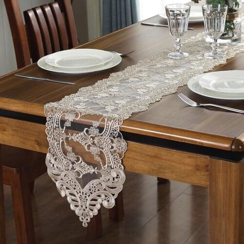 European lace table flag white coffee table flag rectangular pointed corner TV cabinet cover table runner wedding decor