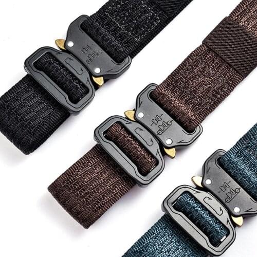 Military Tactical Nylon Belt Metal Buckle Adjustable Army Outdoor Quick Release Hunting Training Nylon Belt Men Student Sports