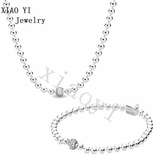 XIAOYI 2020 NEW 100% S925 Love bean series small beads zircon ball necklace bracelet set fashion gift high quality fine jewelry