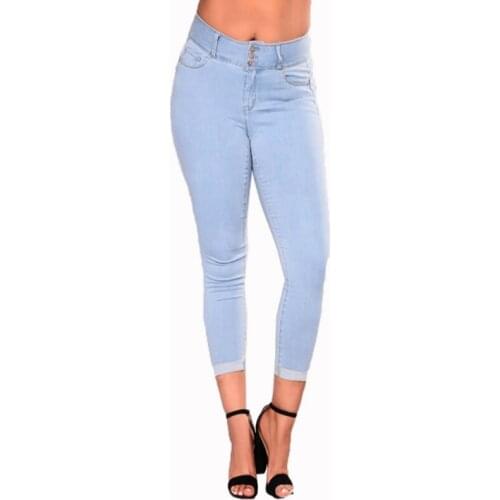 Spring Autumn Plus Size Casual Women Jeans Pant Slim Stretch Cotton Denim Trousers for woman Blue 4xl 5xl 6xl 7xl