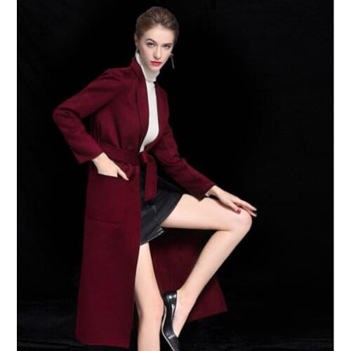 Winter Woolen Newest Coat Female Wool Jacket Coats Korean Women Loose warm With Belt Ladies wear elegant Long Medium Overcoat