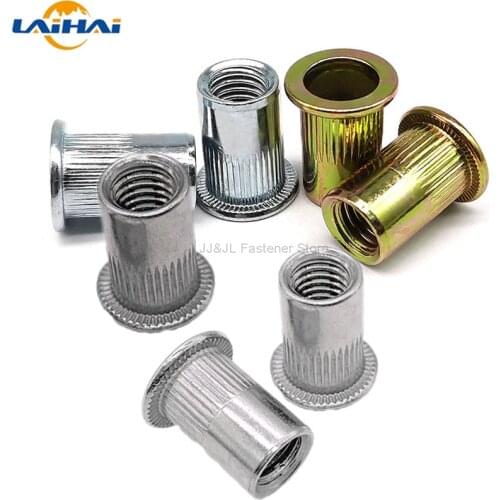 10/20pcs M3 M4 M5 M6 M8 304 Stainless Steel Carbon Steel Aluminum Flat Head Blind Rivet Nut Insert Rivnut Nutsert for Screw Bolt