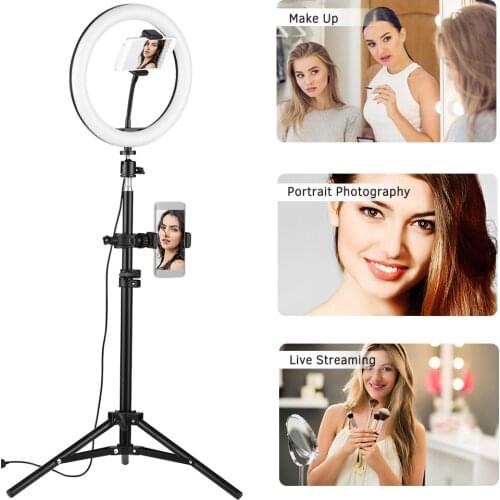 10 Inch Desktop LED Video Ring Light Lamp USB Powered for YouTube Live Video Recording Network Broadcast Makeup Light Ring