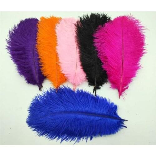 10 Pcs 20-25CM Beautiful cheap colored Ostrich Feathers For Crafts plumes Jewelry Making Wedding Decoration Black White Feather