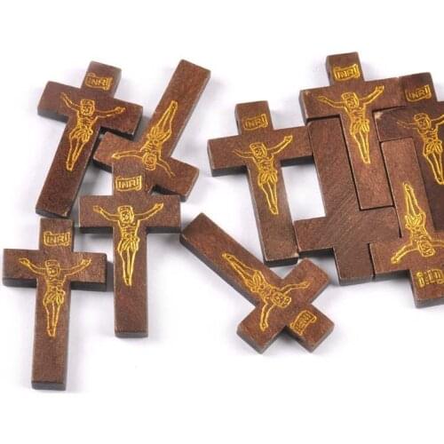 10pcs 24x41mm Wooden Jesus Cross Pendants DIY Crafts Scrapbookings Wooden Hanging Decorations Jewelry Accessory Gifts m2595