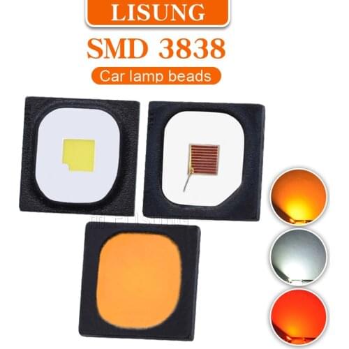 10pcs/bag High Power Super Bright Smd 3838 3535 Led Car Flashlight Light Source Golden White 6500k Red Lamp Diode