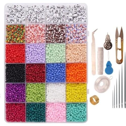 10000Pcs Glass Beads Letter Beads,Small Pony Stripe DIY Beads Assorted Kit for DIY Jewelry Making, Beading, Crafting
