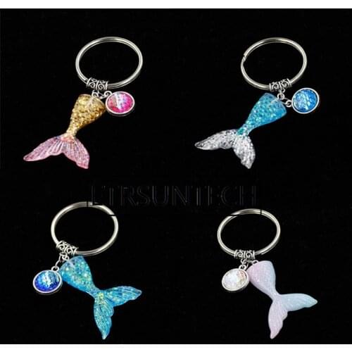 200pcs Mermaid Tail Keychain Sequins Fishtail Keyring Decorative Pendants Wedding Party Gifts For Guest