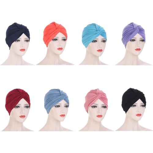 2021 Women Cross Twist Hijab Caps Muslim Arab Underscarf Islamic Headscarf Bonnet Headband Turban Musulman Femme Headwrap Cap