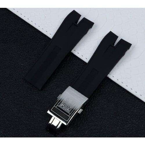26.5mm Black Nature Rubber Silicone Watchband Watch Band For Roger Dubuis Strap for EasyDiver Belt 46mm Dial Buckle With Tools