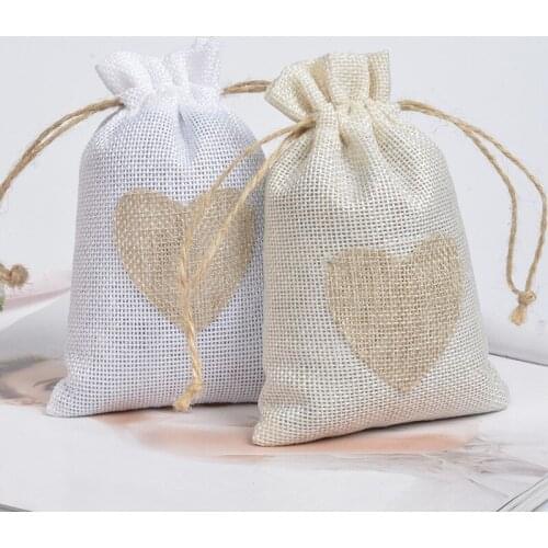 50pc/lot 10*14Cm Linen Jute Drawstring Gift Bags Sacks Party Favors Packaging Bag Wedding Candy Gift Bags Party Supplies