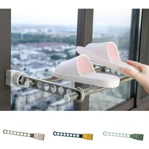 8 Holes Hanging Multifunctional Wall-Mounted Clothes Hangers Folding Retractable Indoor Outdoor Hangers CLH@8