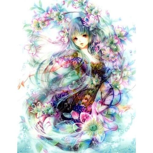 5D DIY Diamond Painting Cartoon Anime Girl Full Square Rhinestone painting Diamond Embroidery Cross Stitch Mosaic Home Decor